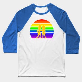 Rainbow Sunset with Luca and Alberto - Cartoon Blue Baseball T-Shirt